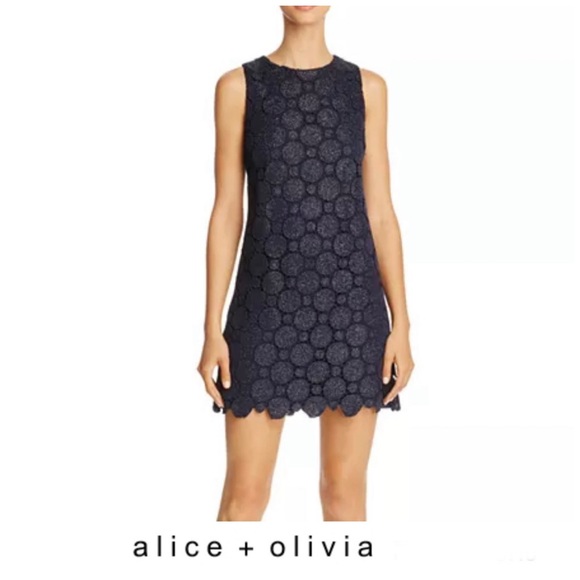 Alice + Olivia Dresses & Skirts - ALICE + OLIVIA Clyde Sapphire Glitter Lace A-Line Sleeveless Mini Dress Sz 4 NWT